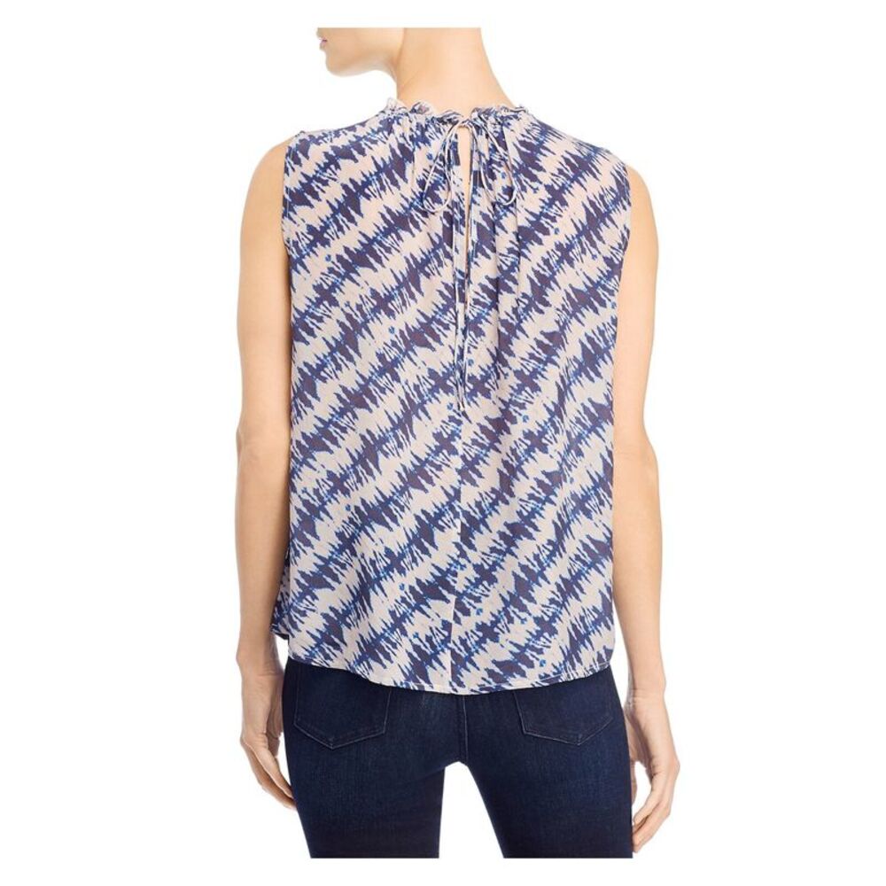 VELVET Womens Blue Printed Sleeveless Tie Neck Top Size: XS - Picture 2 of 2